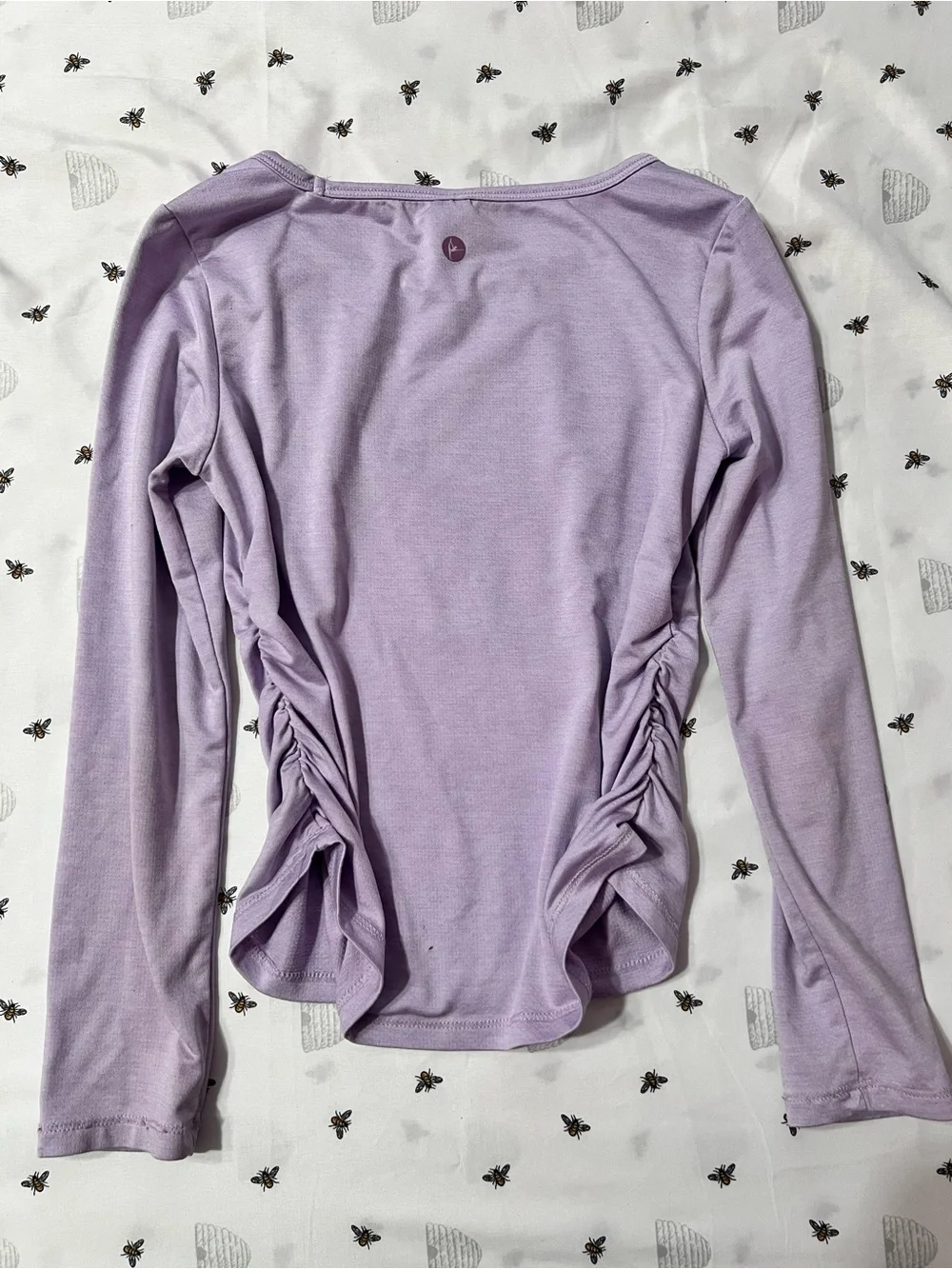 90 Degree By Reflex Lavender Long Sleeve Side-Ruched Knit Top